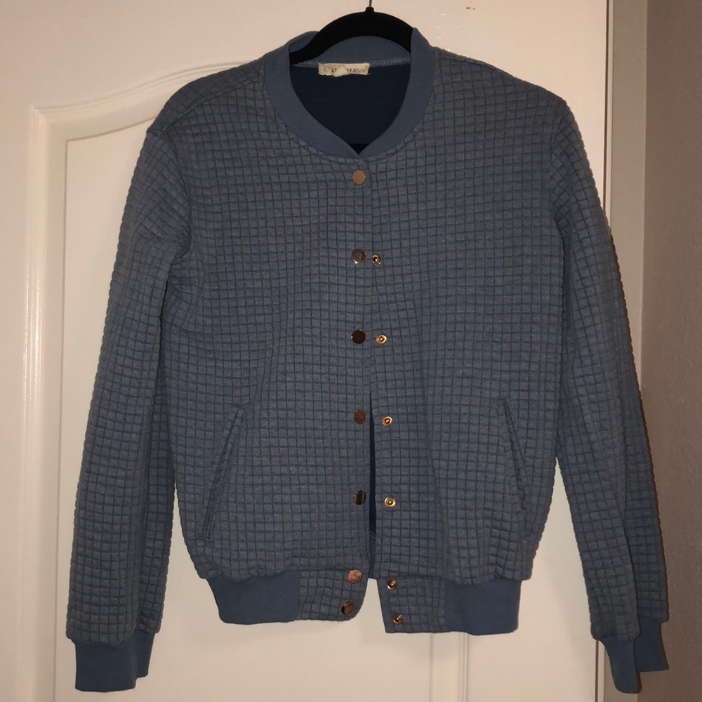 Light Blue Bomber Jacket Super Cute!!! - image 2